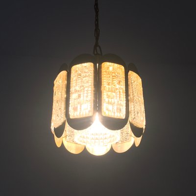 Mid-Century Glass & Brass Ceiling Lamp from Vitrika, Denmark, 1960s-BMM-1098001