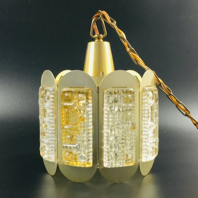 Mid-Century Glass & Brass Ceiling Lamp from Vitrika, Denmark, 1960s-BMM-1098001