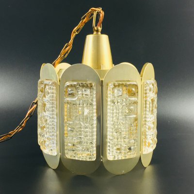 Mid-Century Glass & Brass Ceiling Lamp from Vitrika, Denmark, 1960s-BMM-1098001