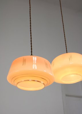 Mid-Century Glass & Brass Pendant Lamp, Set of 2-HGJ-1080193