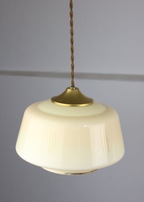 Mid-Century Glass & Brass Pendant Lamp, Set of 2-HGJ-1080193