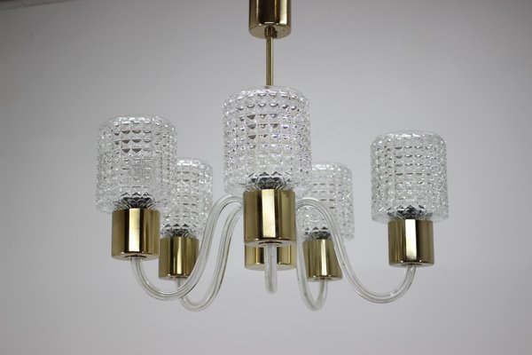 Mid-Century Glass Chandelier from Kamenický Šenov, 1970s-TZ-686129