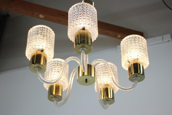 Mid-Century Glass Chandelier from Kamenický Šenov, 1970s-TZ-686129