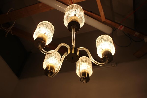 Mid-Century Glass Chandelier from Kamenický Šenov, 1970s-TZ-686129