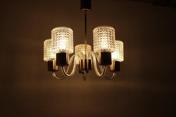 Mid-Century Glass Chandelier from Kamenický Šenov, 1970s-TZ-686129