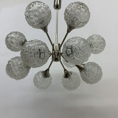 Mid-Century Glass Chandelier Hanging Lamp, 1970s-BGP-1442365