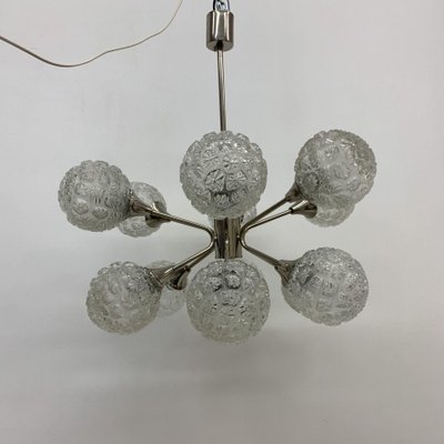 Mid-Century Glass Chandelier Hanging Lamp, 1970s-BGP-1442365