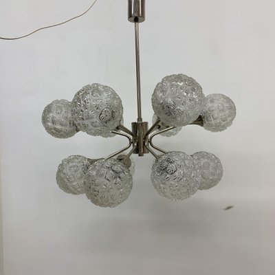 Mid-Century Glass Chandelier Hanging Lamp, 1970s-BGP-1442365