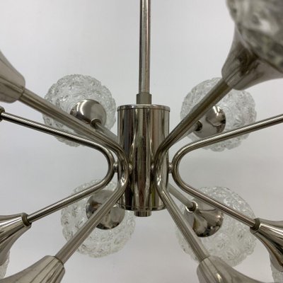 Mid-Century Glass Chandelier Hanging Lamp, 1970s-BGP-1442365