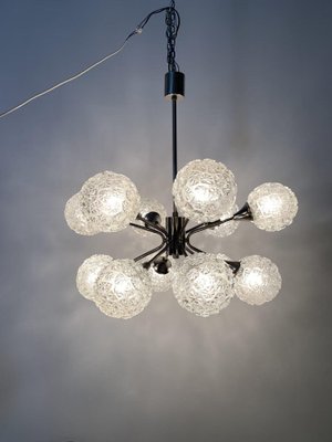 Mid-Century Glass Chandelier Hanging Lamp, 1970s-BGP-1442365