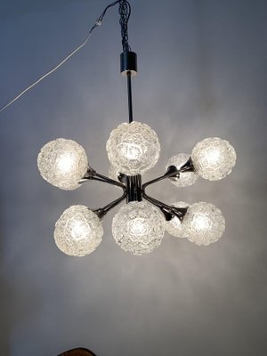 Mid-Century Glass Chandelier Hanging Lamp, 1970s-BGP-1442365