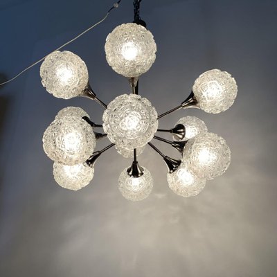 Mid-Century Glass Chandelier Hanging Lamp, 1970s-BGP-1442365