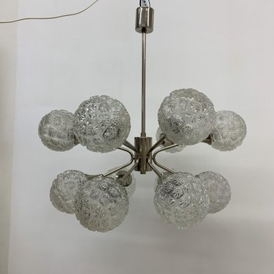 Mid-Century Glass Chandelier Hanging Lamp, 1970s-BGP-1442365