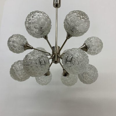 Mid-Century Glass Chandelier Hanging Lamp, 1970s-BGP-1442365