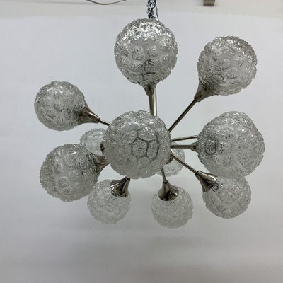 Mid-Century Glass Chandelier Hanging Lamp, 1970s-BGP-1442365