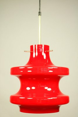 Mid-Century Glass, Cherry & Brass Pendant Lamp-FUP-582752