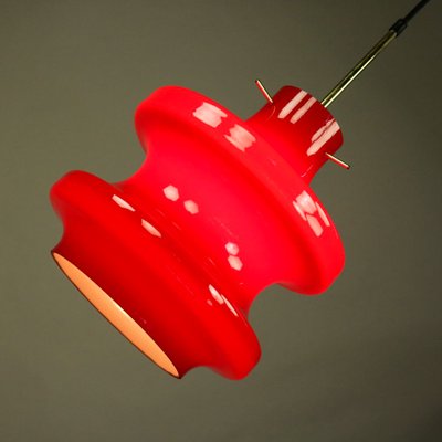 Mid-Century Glass, Cherry & Brass Pendant Lamp-FUP-582752