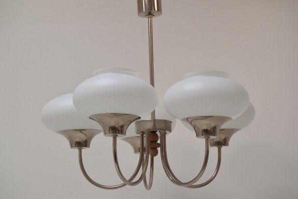 Mid-Century Glass & Chrome Chandelier, 1960s-TZ-1297660