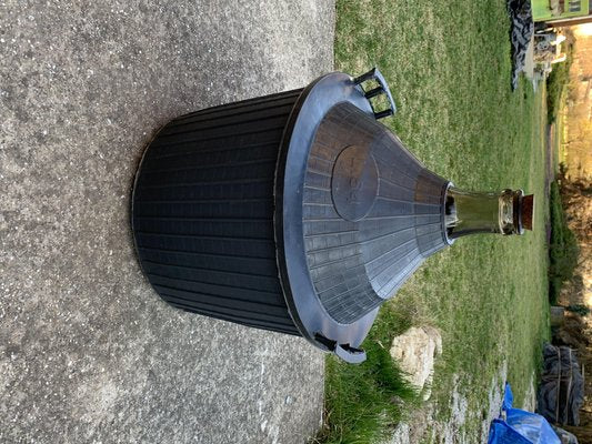 Mid-Century Glass Demijohn in Plastic Basket-OXJ-1719483