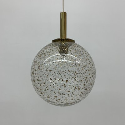 Mid-Century Glass Globe Hanging Lamp with Gold Flakes, 1970s-BGP-1155278