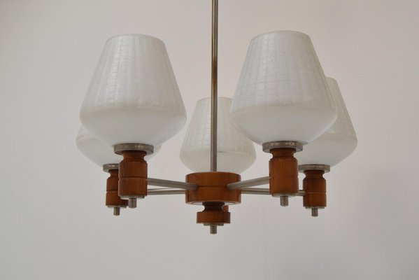 Mid-Century Glass & Metal Chandelier, 1970´s-TZ-1297654