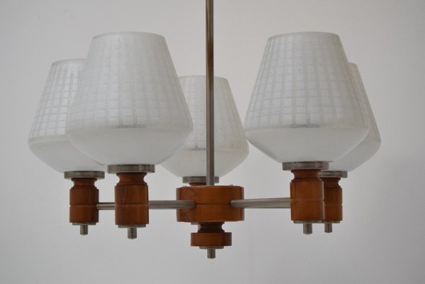 Mid-Century Glass & Metal Chandelier, 1970´s-TZ-1297654