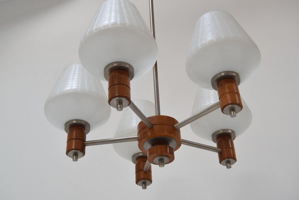 Mid-Century Glass & Metal Chandelier, 1970´s-TZ-1297654