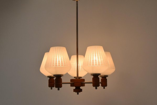 Mid-Century Glass & Metal Chandelier, 1970´s-TZ-1297654