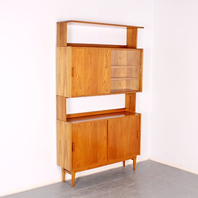 Mid-Century Glass & Oak Wall Unit-JUN-1240866