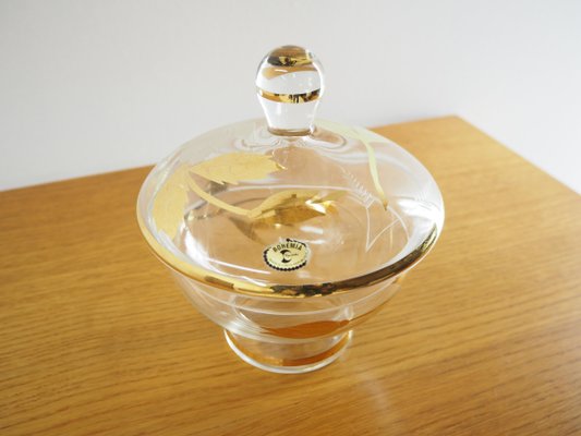 Mid-Century Glass Sugar Bowl from Bohemia Crystal, Czechoslovakia, 1950s-TZ-778318