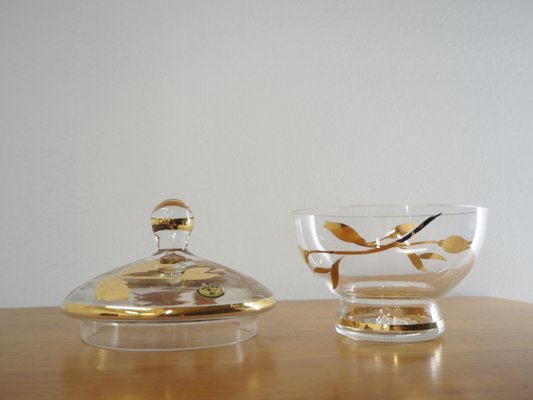 Mid-Century Glass Sugar Bowl from Bohemia Crystal, Czechoslovakia, 1950s-TZ-778318