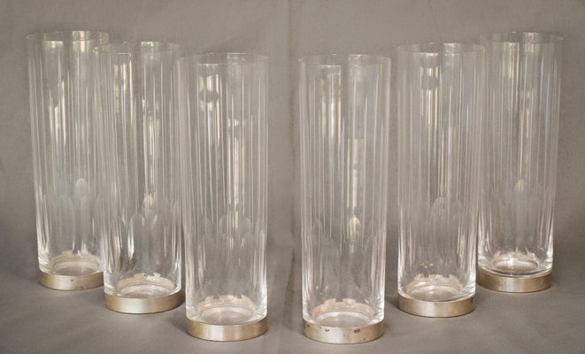 Mid-Century Glasses with Silver Bases, Set of 6-AOI-1350937