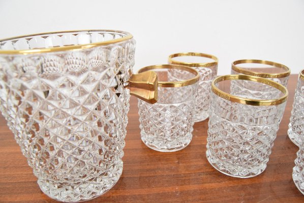 Mid-Century Glassware Barware Set by Bohemia Crystal, 1960s, Set of 7-TZ-1287097