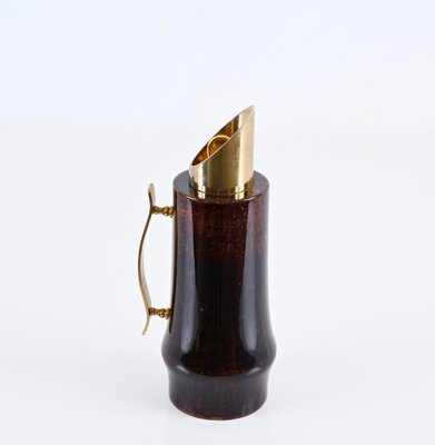 Mid-Century Goatskin and Brass Thermos Decanter by Aldo Tura for Macabo, Italy, 1950s-JDR-1738281