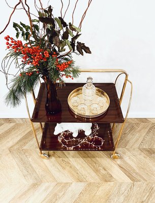 Mid-Century Gold Bar Cart, 1970s-KND-910782