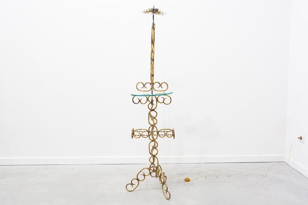 Mid-Century Gold Chain Floor Lamp, 1960s-UJE-706947