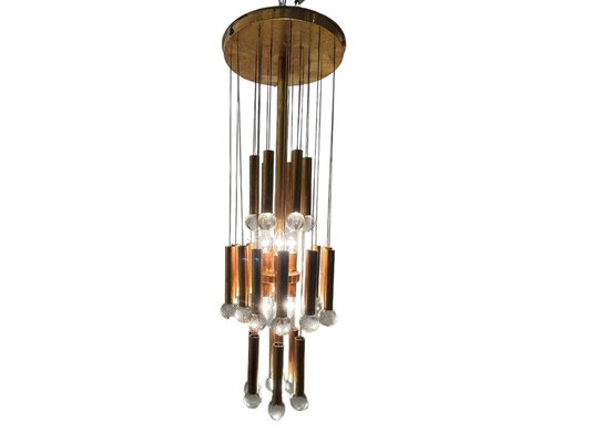 Mid-Century Gold Metal Pendant Light by Gaetano Sciolari, 1970s-JJC-1763132