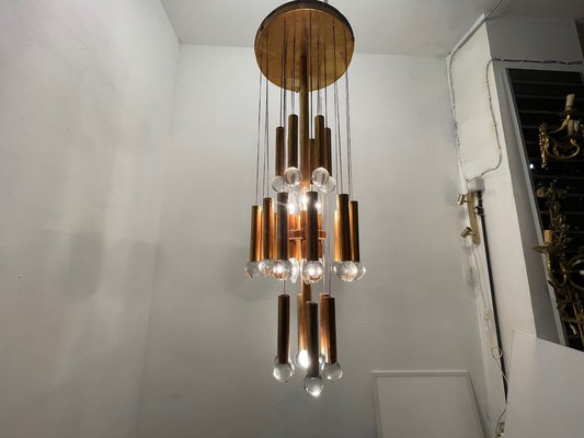 Mid-Century Gold Metal Pendant Light by Gaetano Sciolari, 1970s-JJC-1763132