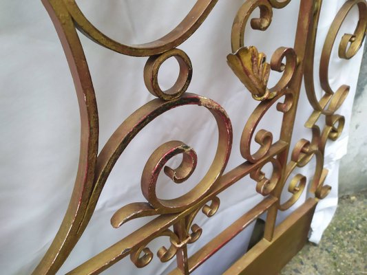 Mid-Century Gold Wrought Iron Headboard, 1950s-EAD-805709