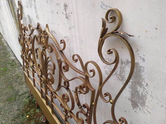 Mid-Century Gold Wrought Iron Headboard, 1950s-EAD-805709