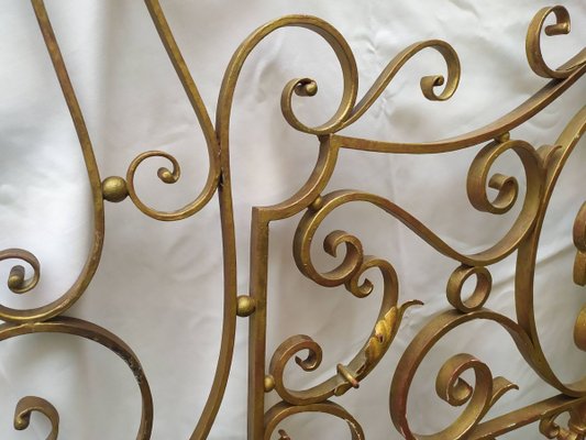 Mid-Century Gold Wrought Iron Headboard, 1950s-EAD-805709