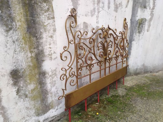 Mid-Century Gold Wrought Iron Headboard, 1950s-EAD-805709