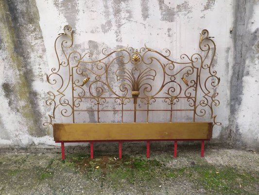 Mid-Century Gold Wrought Iron Headboard, 1950s-EAD-805709