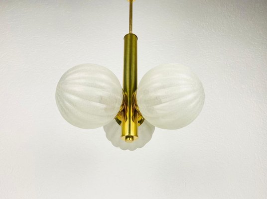 Mid-Century Golden 3-Arm Space Age Chandelier from Kaiser, 1960s, Germany-PUK-913188