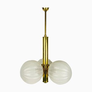 Mid-Century Golden 3-Arm Space Age Chandelier from Kaiser, 1960s, Germany-PUK-913188