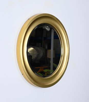 Mid-Century Golden Aluminum Round Mirror attributed to Sergio Mazza for Artemide, Italy, 1960s-JDR-1734567