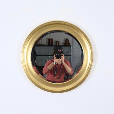 Mid-Century Golden Aluminum Round Mirror attributed to Sergio Mazza for Artemide, Italy, 1960s-JDR-1734567