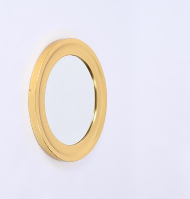 Mid-Century Golden Aluminum Round Mirror attributed to Sergio Mazza for Artemide, Italy, 1960s-JDR-1734567