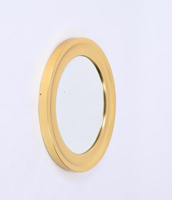 Mid-Century Golden Aluminum Round Mirror attributed to Sergio Mazza for Artemide, Italy, 1960s-JDR-1734567