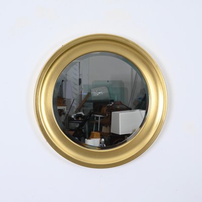 Mid-Century Golden Aluminum Round Mirror attributed to Sergio Mazza for Artemide, Italy, 1960s-JDR-1734567